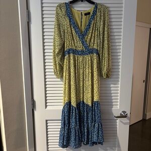 Tahari yellow and blue dress